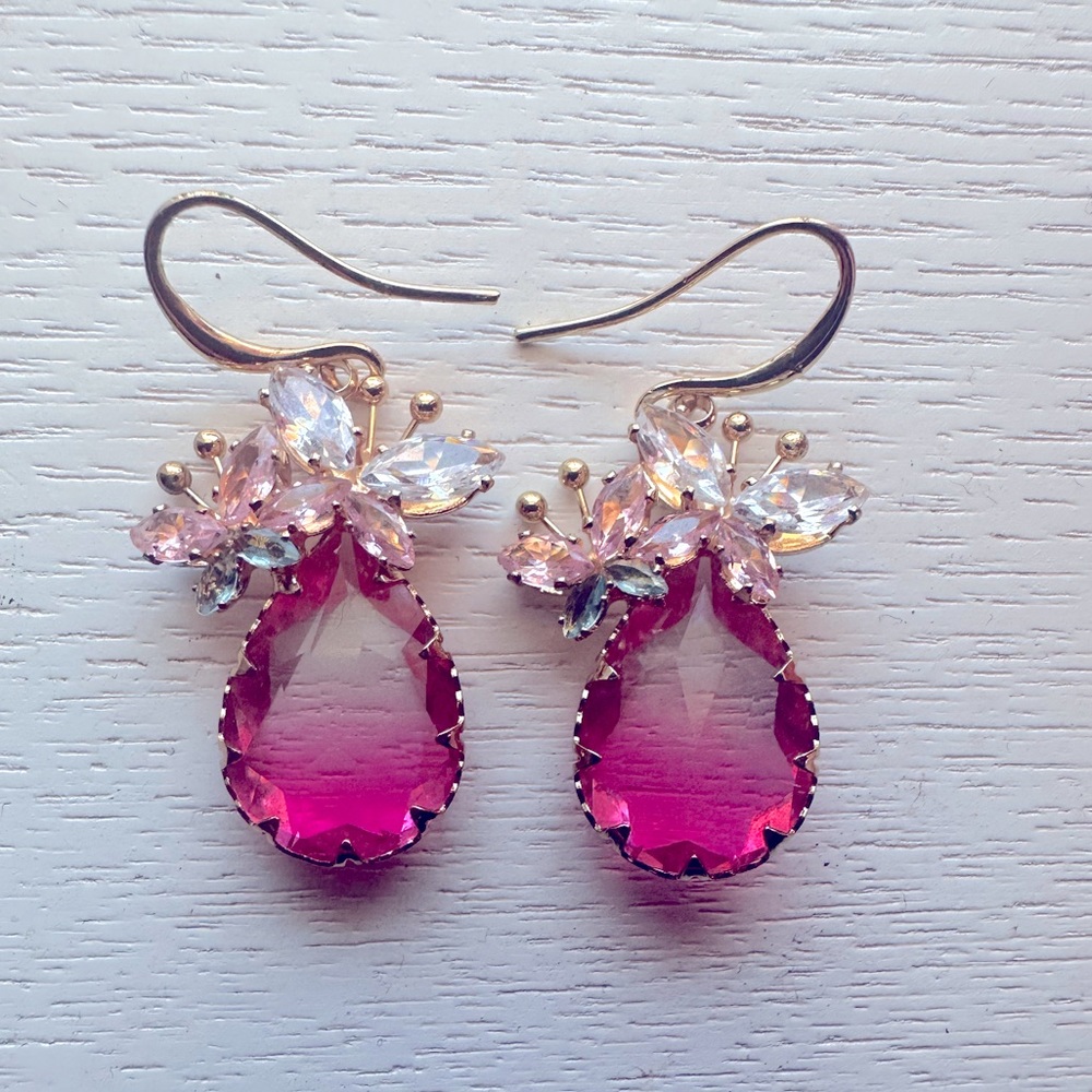 Pink drop dangle earrings